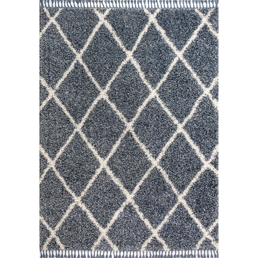 Gabrielle Mercer Shag Plush Tassel Moroccan Geometric Trellis Area Rug
