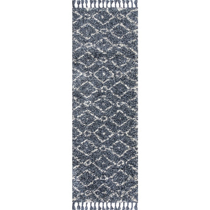 Mercer Shag Plush Tassel Moroccan Diamond Area Rug
