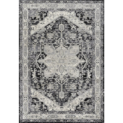 Modern Persian Vintage Medallion Black/Ivory Area