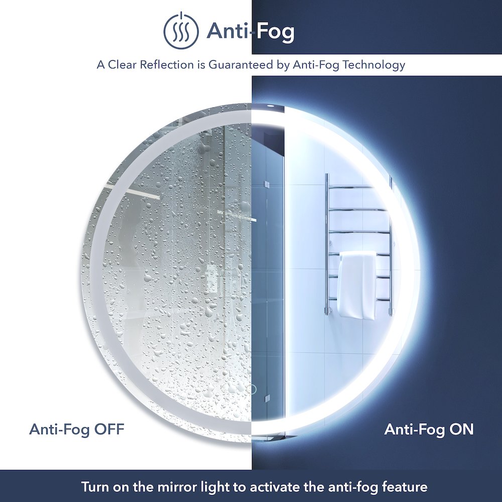 Antifog Front/Back-Lit Tri-Color Bathroom Vanity Mirror
