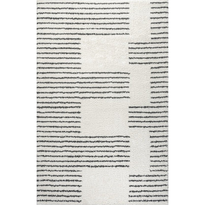 Petra Abstract Stripe Geometric Shag Area Rug