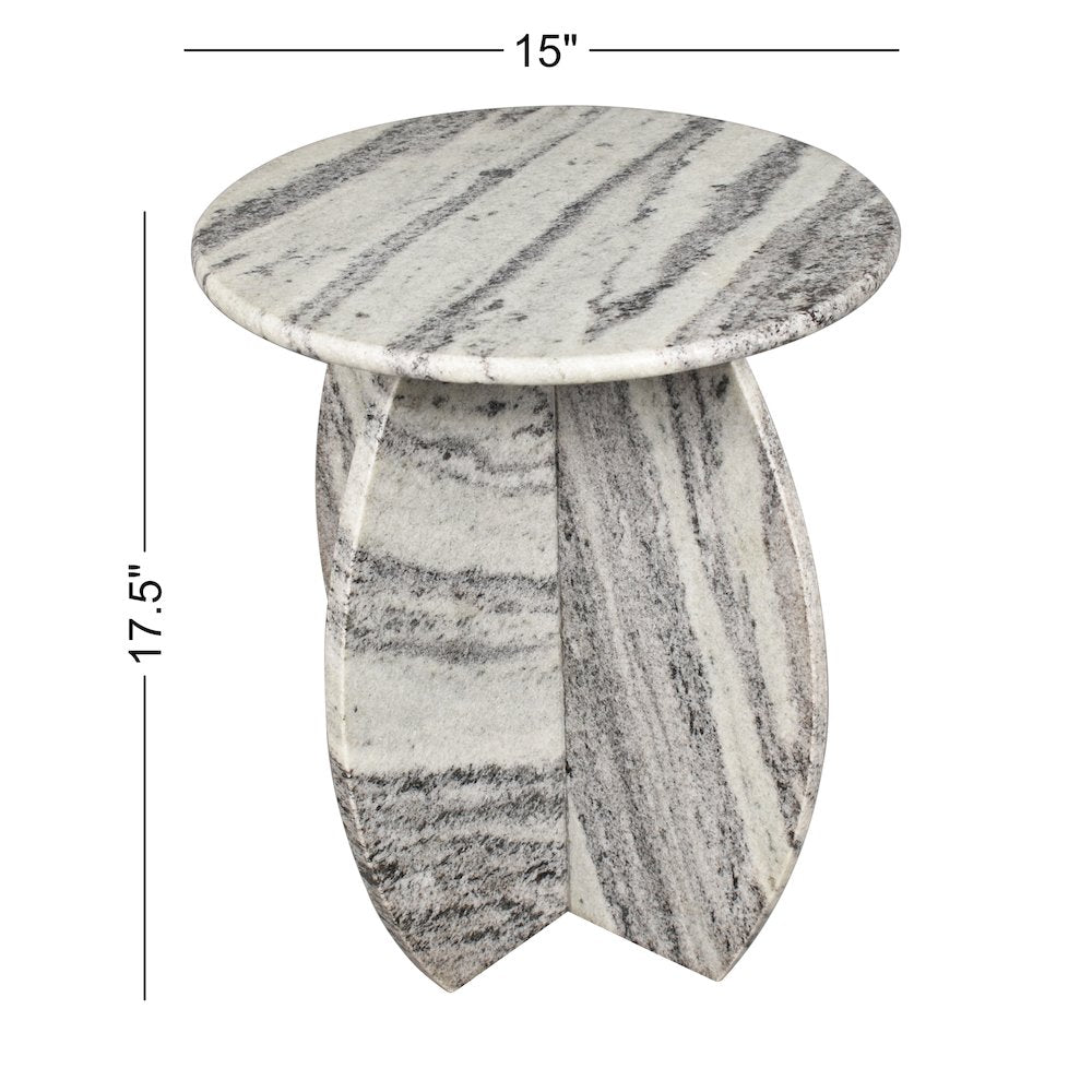 Venus Contemporary Natural Marble Handmade X-Shaped End Table