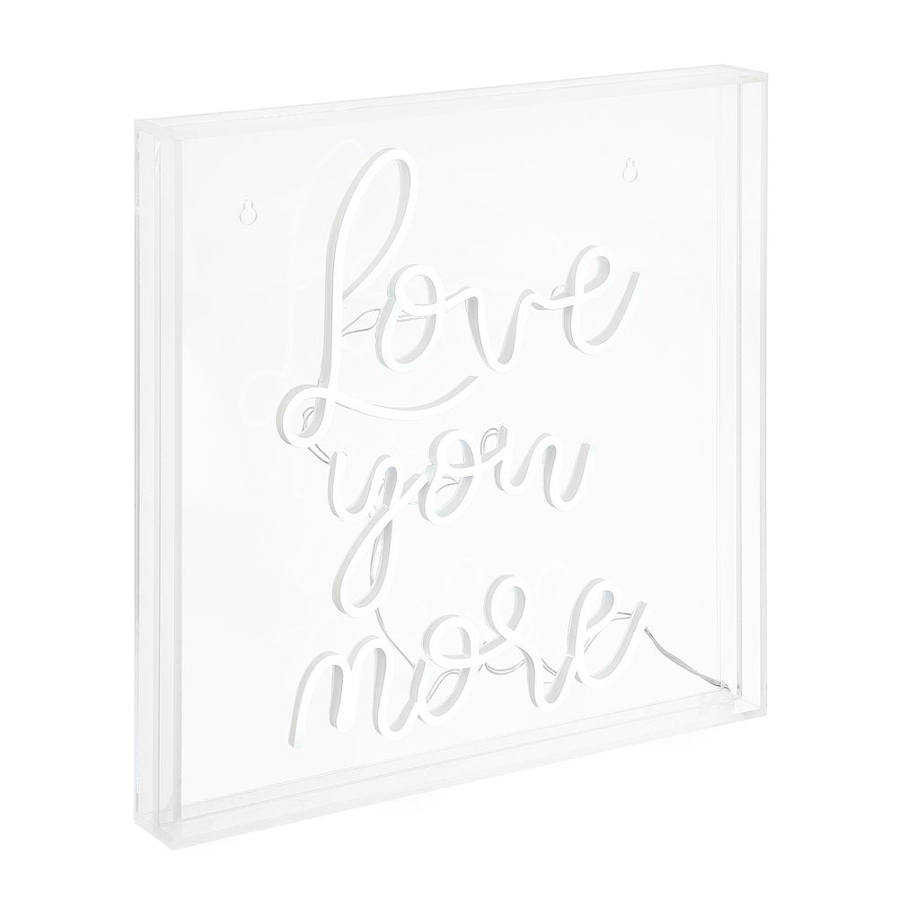 Love You More Square Contemporary Glam Acrylic Box Usb Operated Led Neon Light