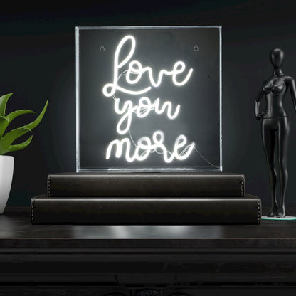 Love You More Square Contemporary Glam Acrylic Box Usb Operated Led Neon Light