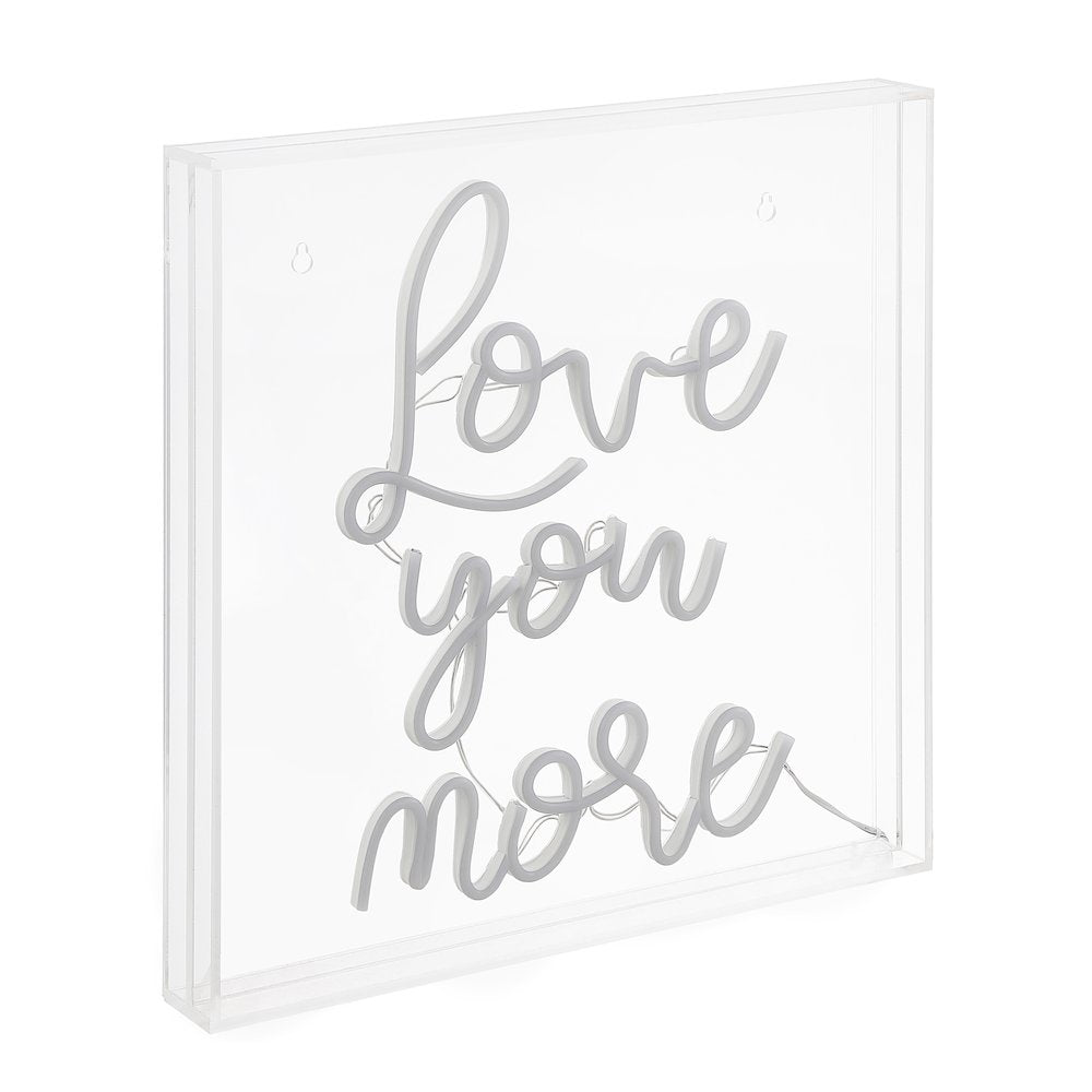 Love You More Square Contemporary Glam Acrylic Box Usb Operated Led Neon Light