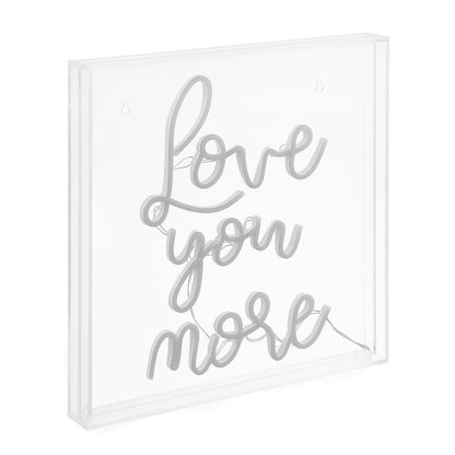 Love You More Square Contemporary Glam Acrylic Box Usb Operated Led Neon Light