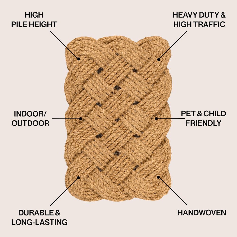 Scalloped Basketweave Coir Natural 18 in. x 30 in. Indoor/Outdoor DoorMat