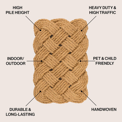Scalloped Basketweave Coir Natural 18 in. x 30 in. Indoor/Outdoor DoorMat
