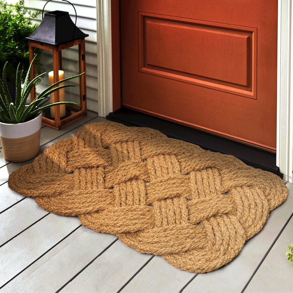 Scalloped Basketweave Coir Natural 18 in. x 30 in. Indoor/Outdoor DoorMat
