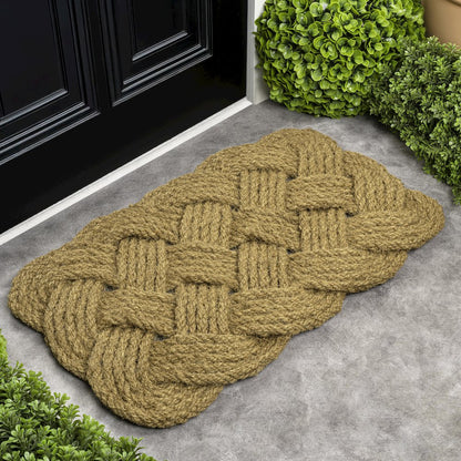 Scalloped Basketweave Coir Natural 18 in. x 30 in. Indoor/Outdoor DoorMat