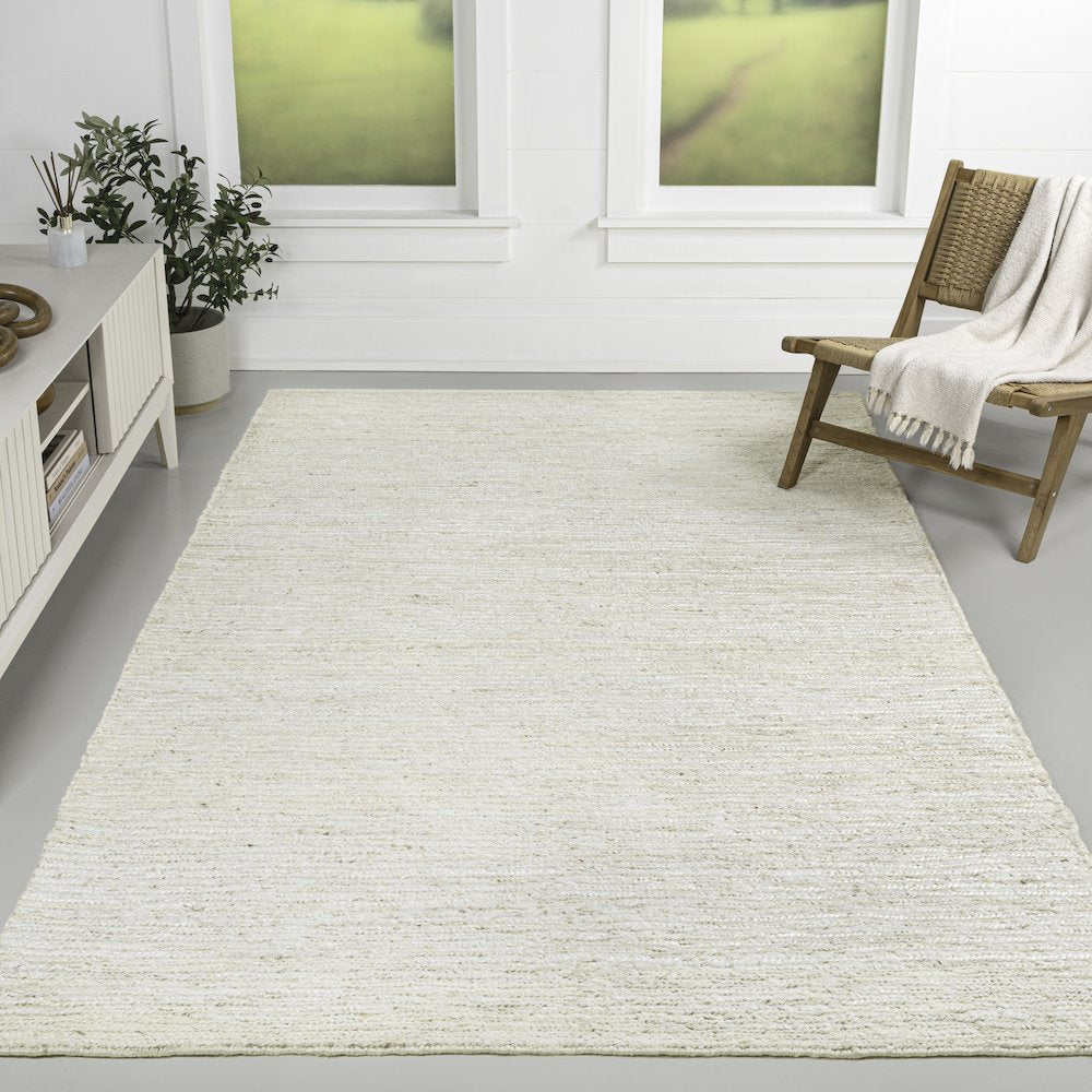 Griffin Rustic Farmhouse Woven Jute Solid Bleach 3 ft. x 5 ft. Area Rug
