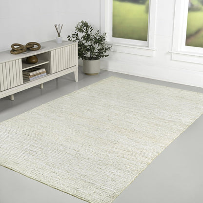 Griffin Rustic Farmhouse Woven Jute Solid Bleach 3 ft. x 5 ft. Area Rug