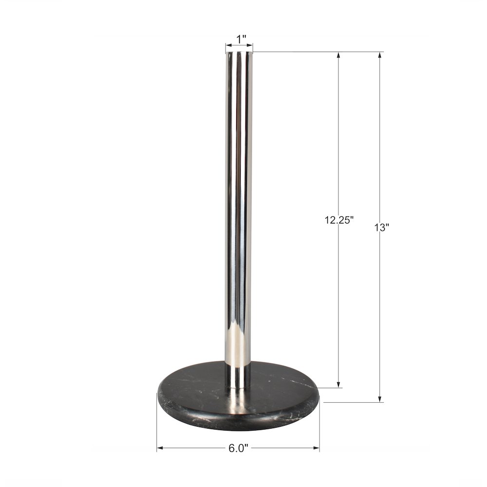 Avery Metal with Non Slip Weighted Marble Base Paper Towel Holder, Black/Chrome