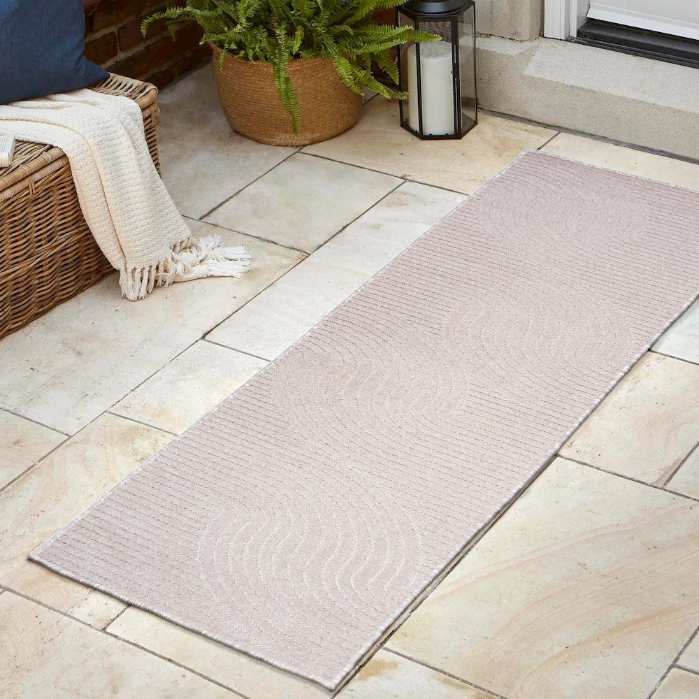 Hallie High-Low Minimalist Curve GeometricIndoor/Outdoor Runner Rug