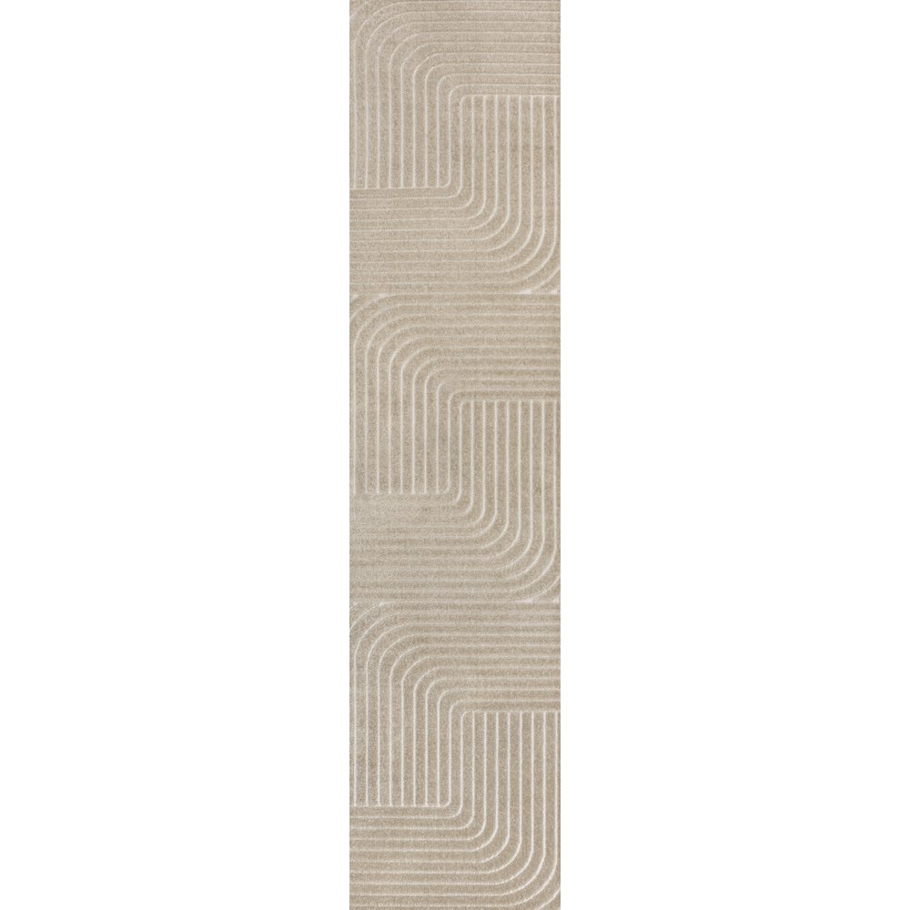 Minimalist Angle Geometric Beige/Cream 2 ft. x 8 ft. Indoor/Outdoor Runner Rug