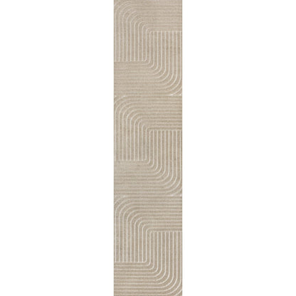 Minimalist Angle Geometric Beige/Cream 2 ft. x 8 ft. Indoor/Outdoor Runner Rug