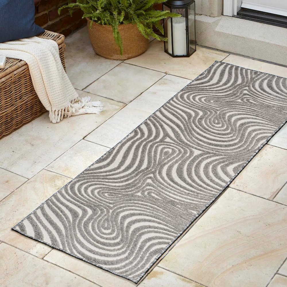 Maribo High-Low Abstract Groovy StripedIndoor/Outdoor Runner Rug