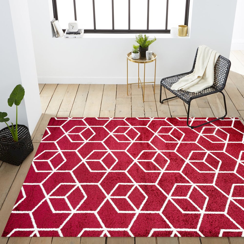 Tumbling Blocks Modern Geometric Area Rug