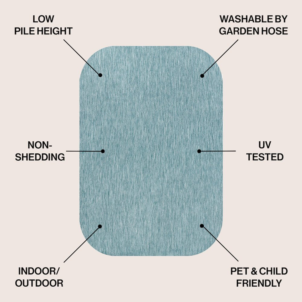 Miles Modern Minimalist Radius Corner SolidIndoor/Outdoor Shaped  Rug