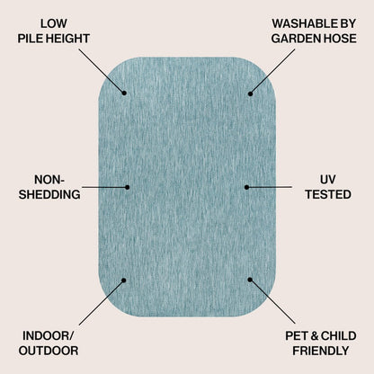 Miles Modern Minimalist Radius Corner SolidIndoor/Outdoor Shaped  Rug
