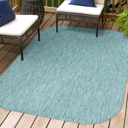 Miles Modern Minimalist Radius Corner SolidIndoor/Outdoor Shaped  Rug