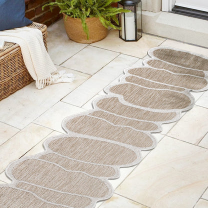 Beige/Cream 2 ft. x 8 ft. Indoor/Outdoor Shaped Runner Rug