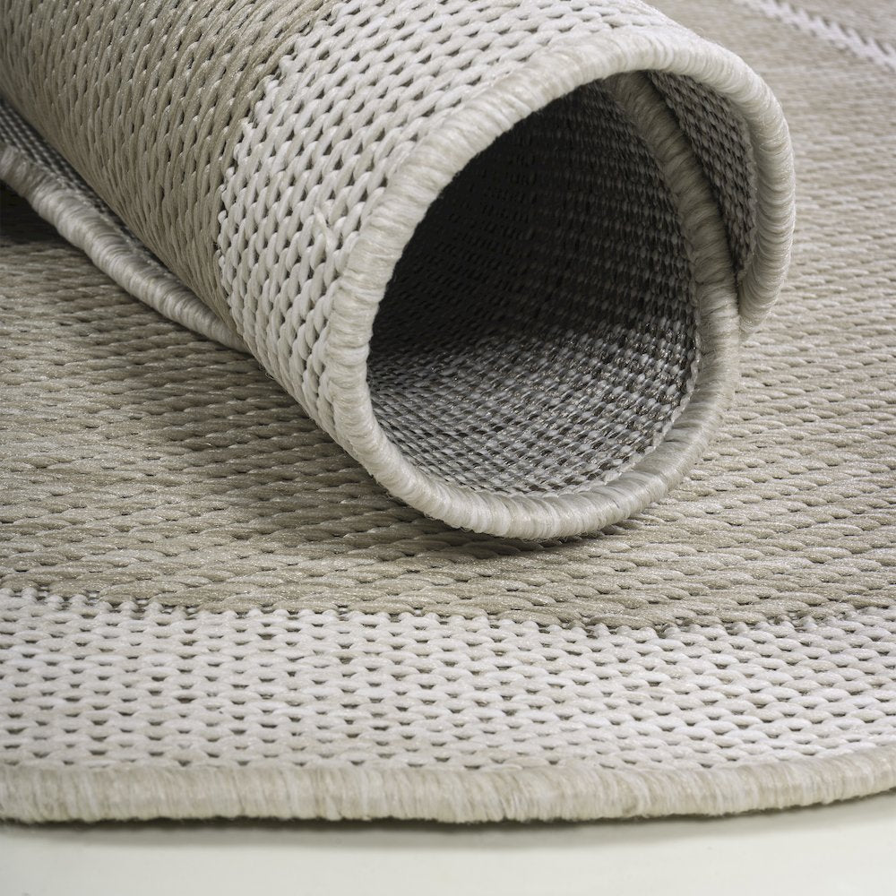 Beige/Cream 2 ft. x 8 ft. Indoor/Outdoor Shaped Runner Rug