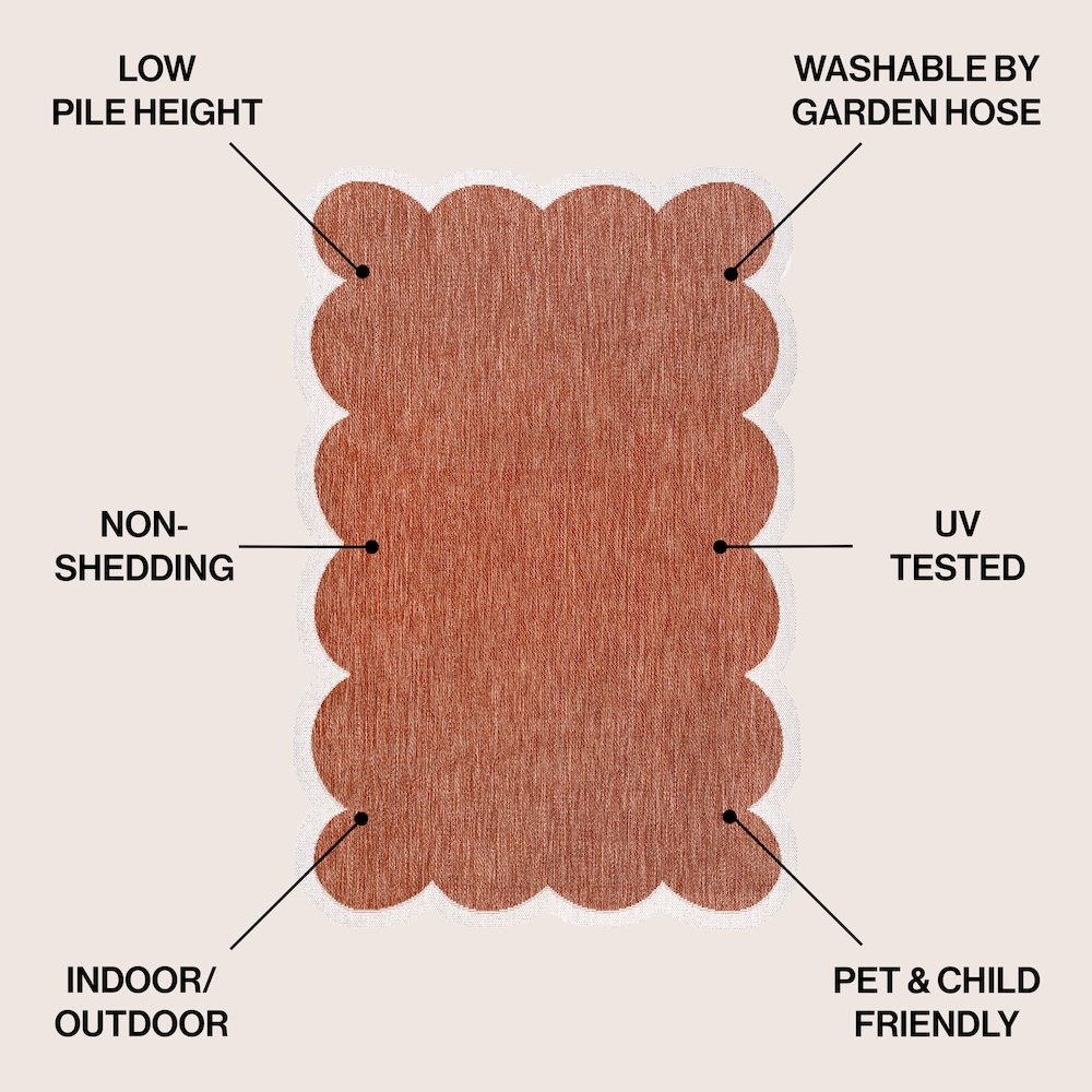 Alice Classic Cottage Two-Tone Scalloped Terra  Indoor/Outdoor Shaped  Rug