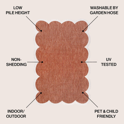 Alice Classic Cottage Two-Tone Scalloped Terra  Indoor/Outdoor Shaped  Rug