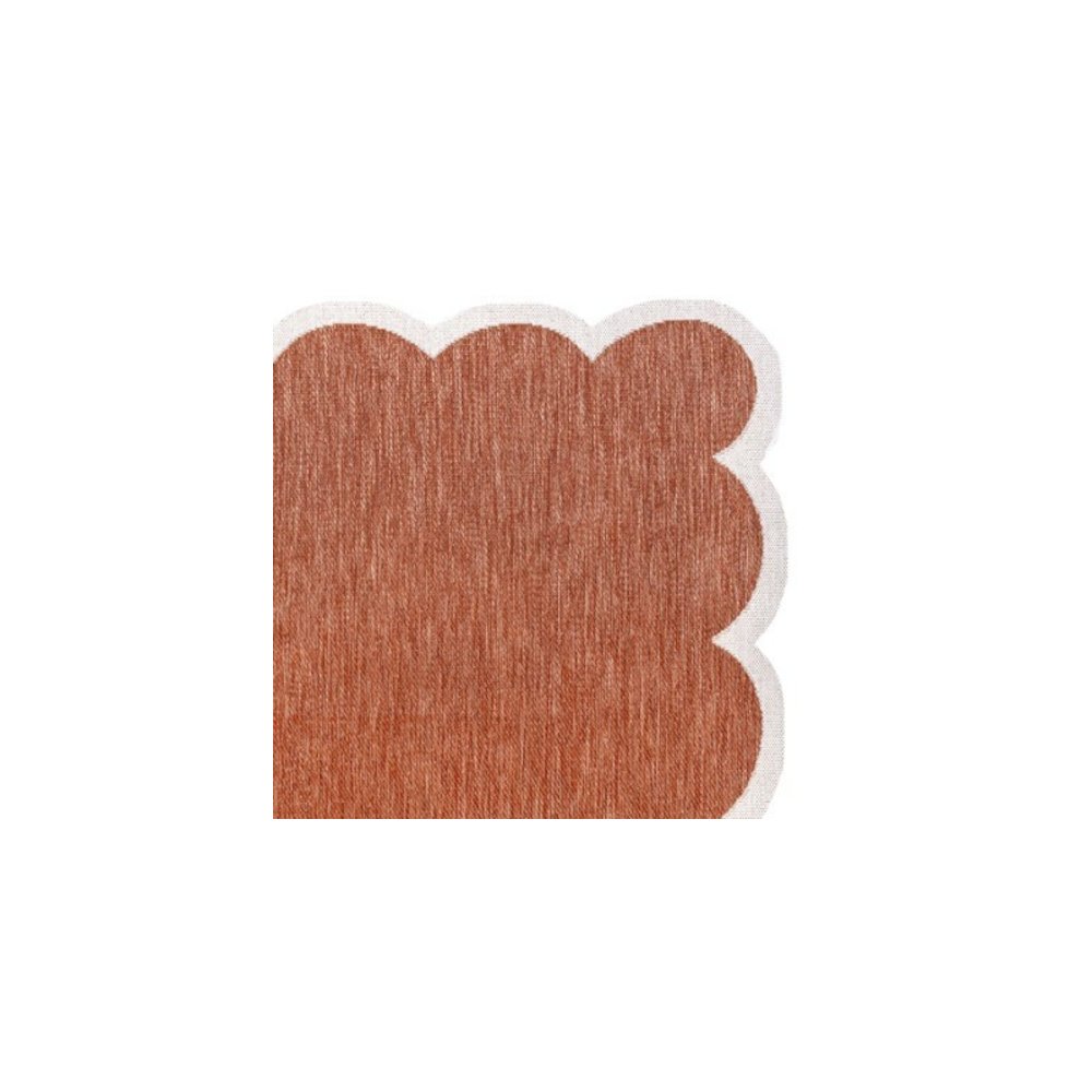 Alice Classic Cottage Two-Tone Scalloped Terra  Indoor/Outdoor Shaped  Rug