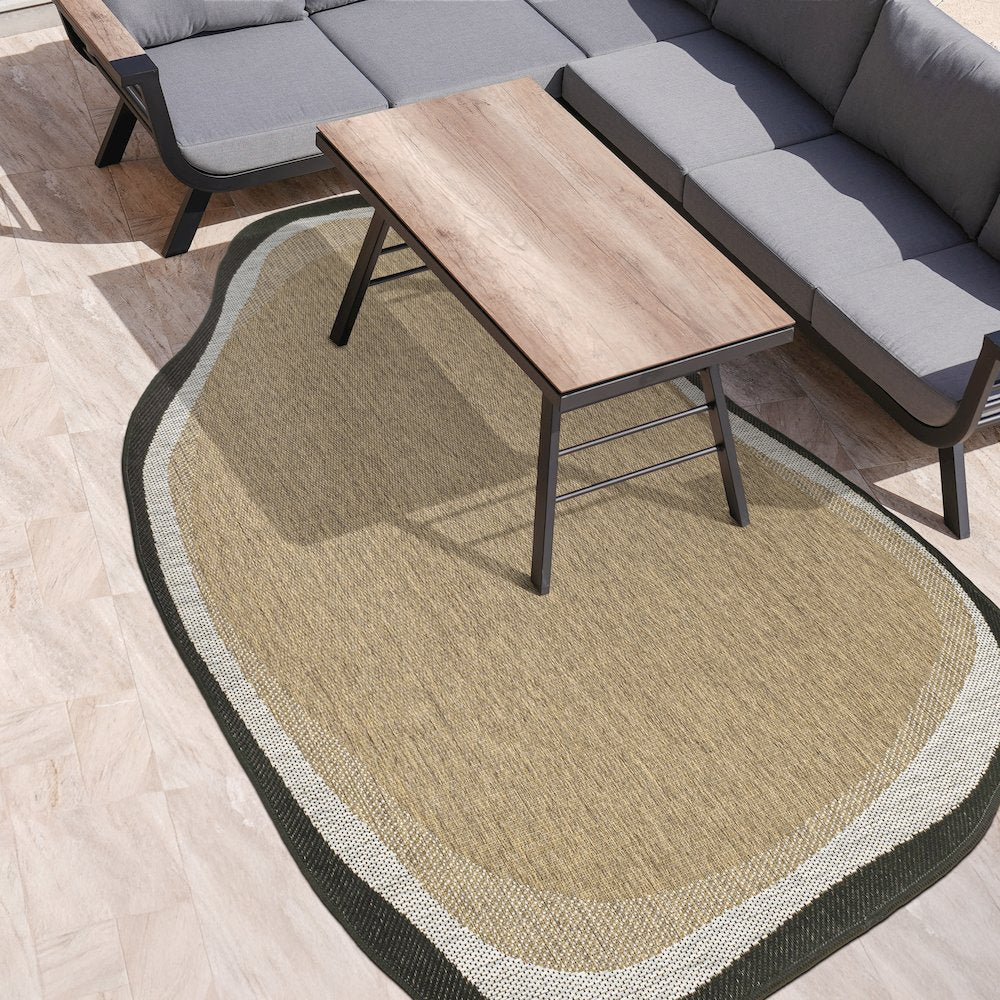 Brown/Black 4 ft. x 6 ft. Indoor/Outdoor Shaped Area Rug