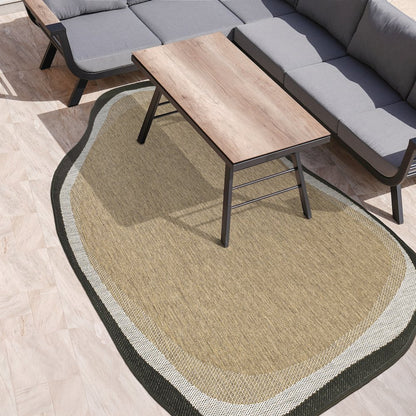 Brown/Black 4 ft. x 6 ft. Indoor/Outdoor Shaped Area Rug