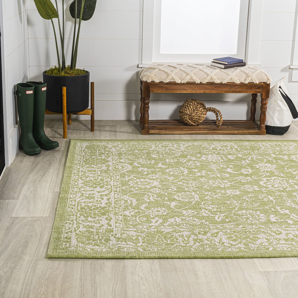 Tela Bohemian Textured Weave Floral Indoor/Outdoor Area Rug