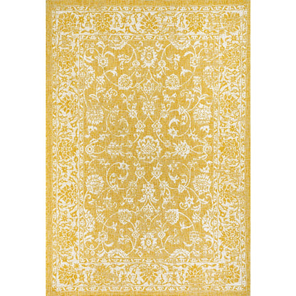 Tela Bohemian Textured Weave Floral Indoor/Outdoor Area Rug