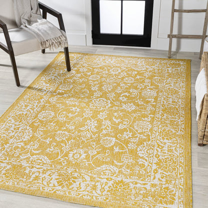 Tela Bohemian Textured Weave Floral Indoor/Outdoor Area Rug