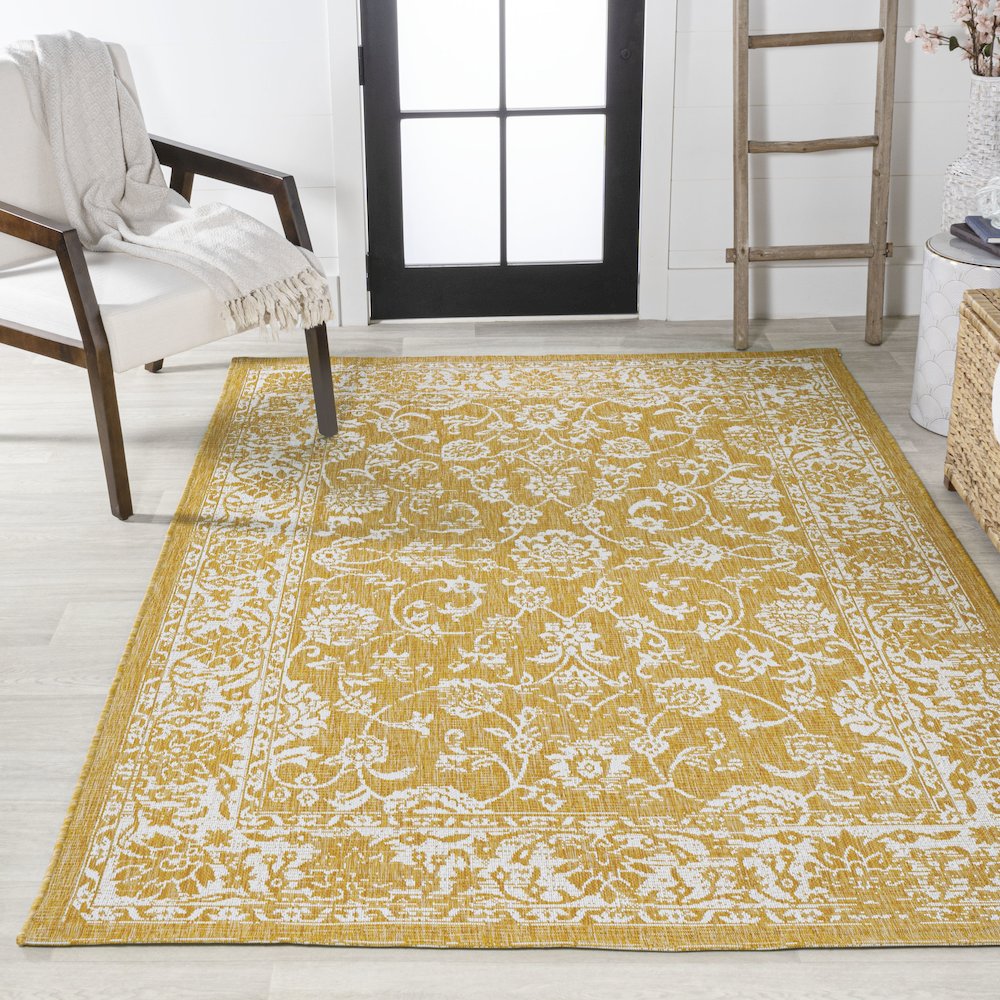Tela Bohemian Textured Weave Floral Indoor/Outdoor Area Rug