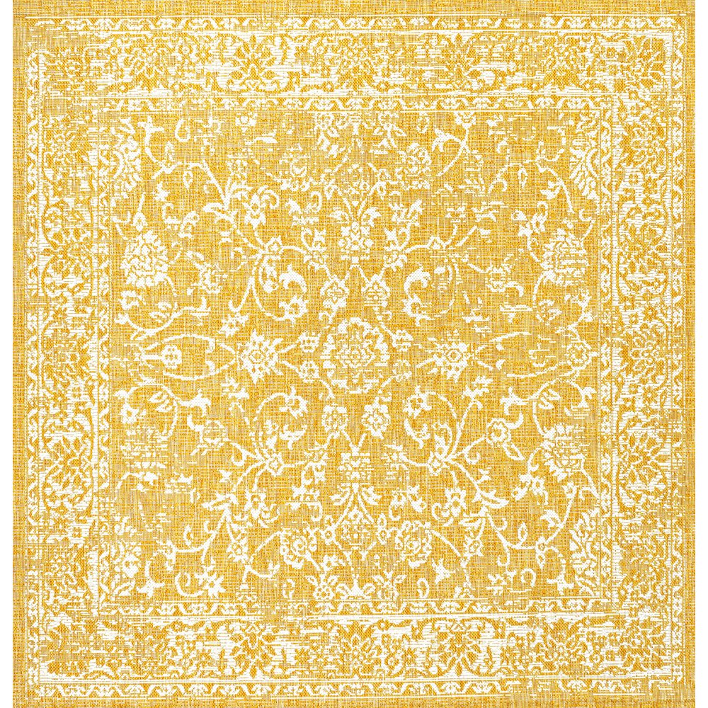 Tela Bohemian Textured Weave Floral Indoor/Outdoor Area Rug