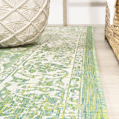Tela Bohemian Textured Weave Floral Indoor/Outdoor Area Rug