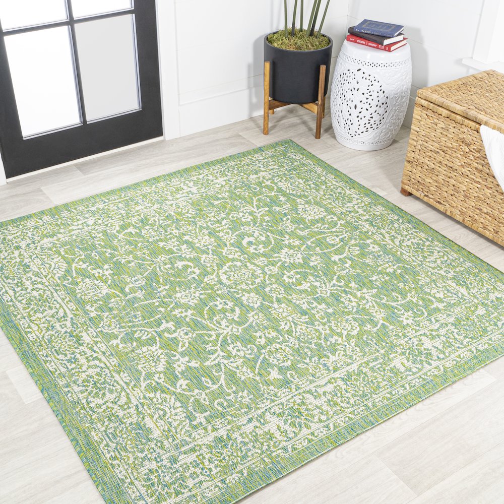 Tela Bohemian Textured Weave Floral Indoor/Outdoor Area Rug