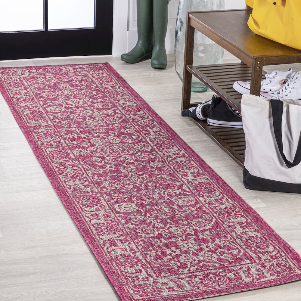 Tela Bohemian Textured Weave Floral Indoor/Outdoor Area Rug