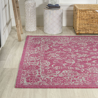 Tela Bohemian Textured Weave Floral Indoor/Outdoor Area Rug
