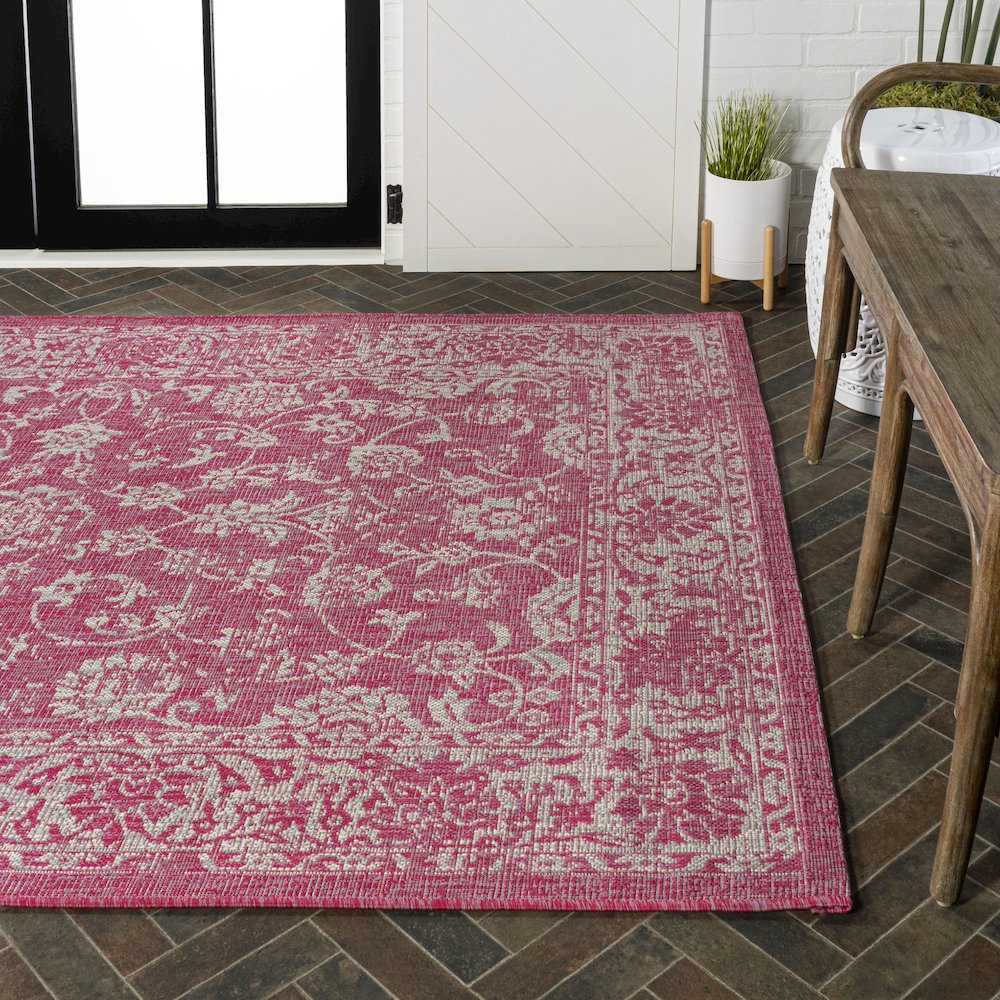 Tela Bohemian Textured Weave Floral Indoor/Outdoor Area Rug