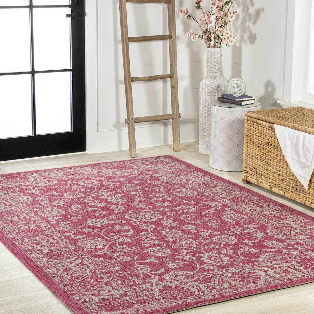 Tela Bohemian Textured Weave Floral Indoor/Outdoor Area Rug