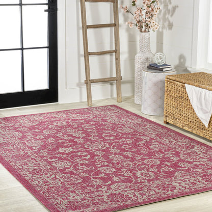 Tela Bohemian Textured Weave Floral Indoor/Outdoor Area Rug