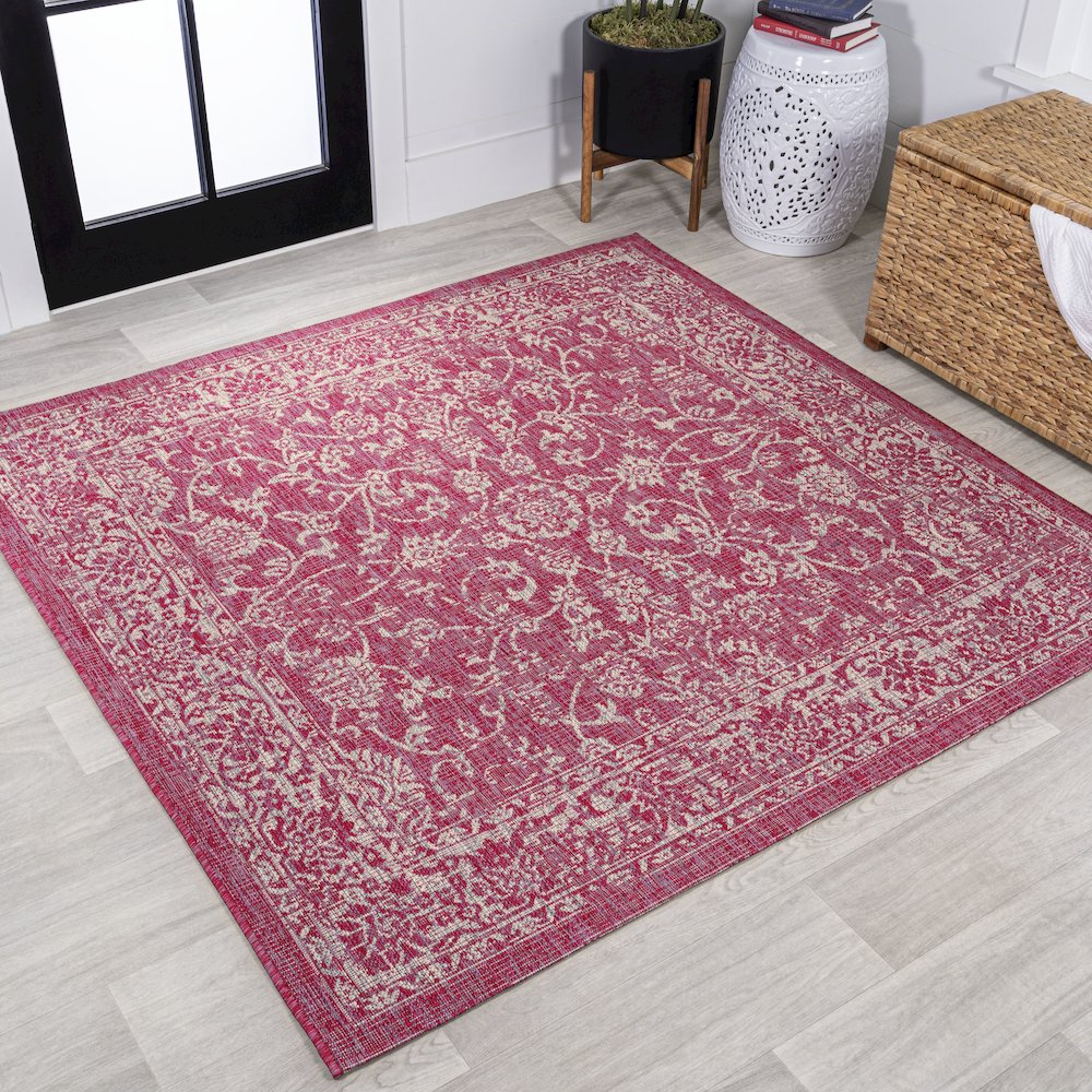 Tela Bohemian Textured Weave Floral Indoor/Outdoor Area Rug