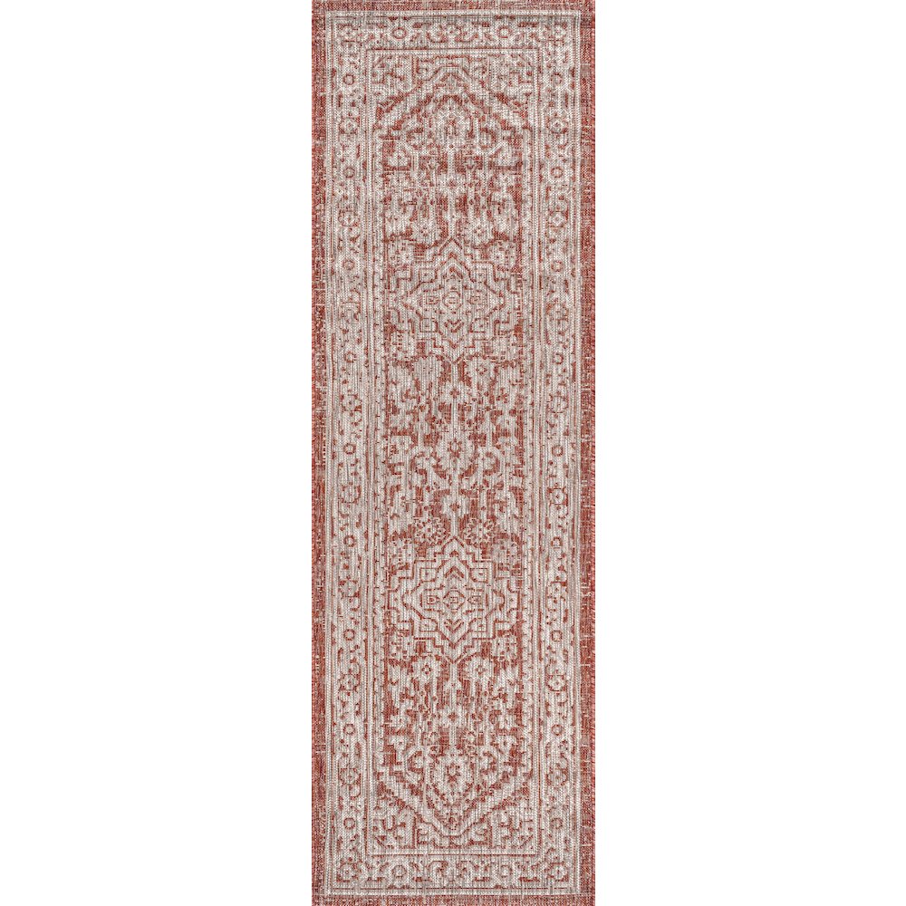 Sinjuri Medallion Textured Weave Indoor/Outdoor Area Rug