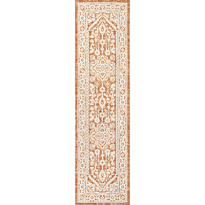 Sinjuri Medallion Textured Weave Indoor/Outdoor Area Rug