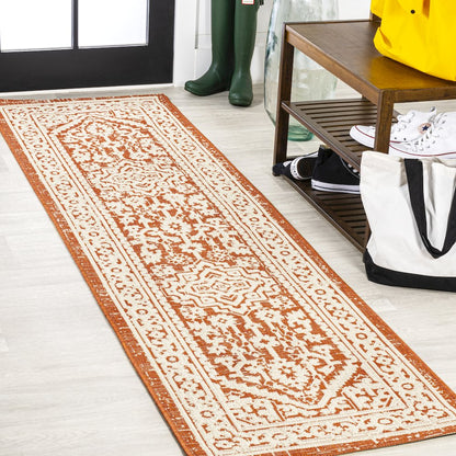 Sinjuri Medallion Textured Weave Indoor/Outdoor Area Rug