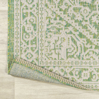 Sinjuri Medallion Textured Weave Indoor/Outdoor Area Rug