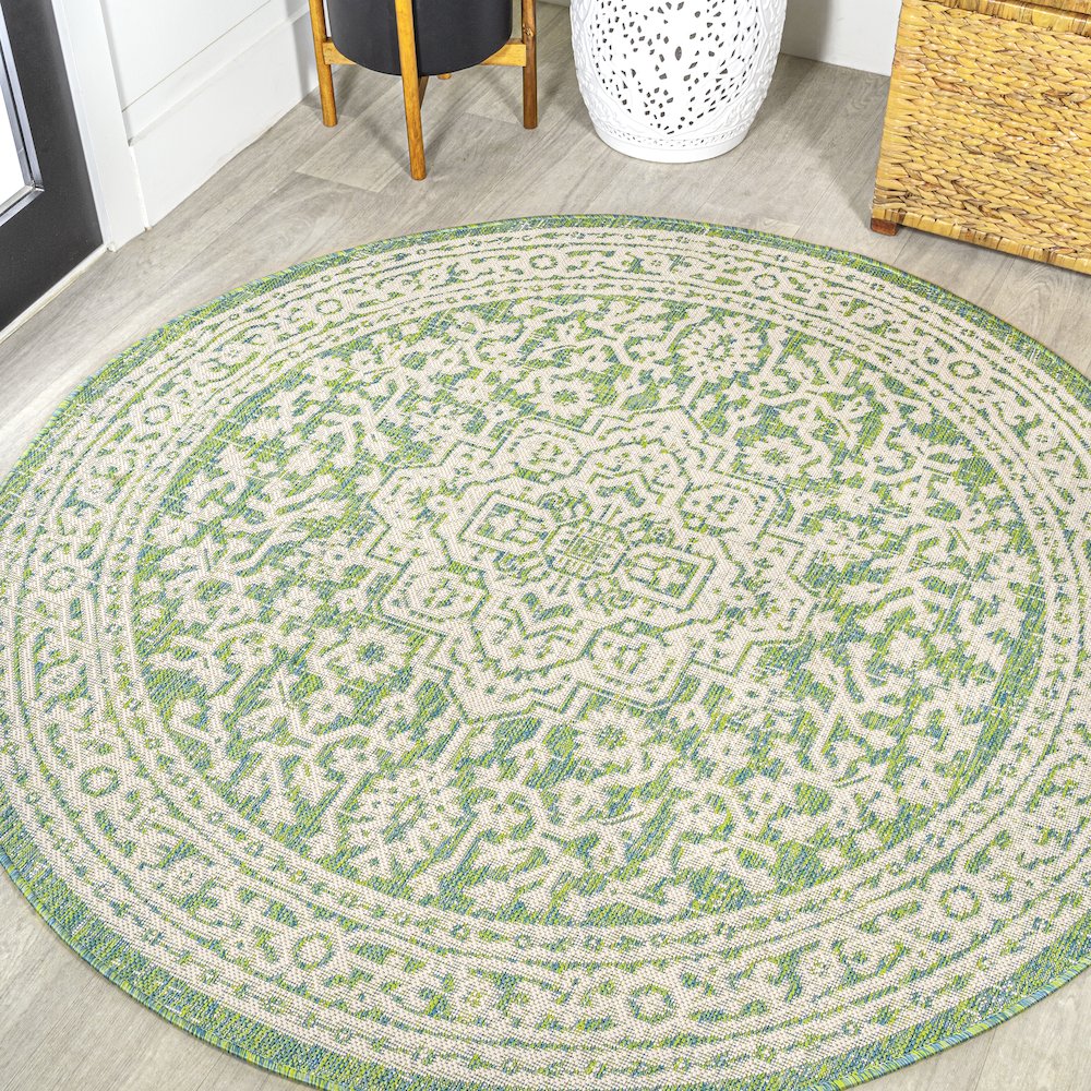 Sinjuri Medallion Textured Weave Indoor/Outdoor Area Rug